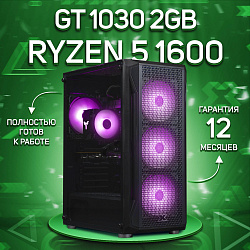 Системный блок AMD Ryzen 5 1600 (NVIDIA GeForce GT 1030 2 Гб, RAM 16 ГБ DDR4, 256 ГБ SSD), черный