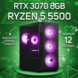 Системный блок AMD Ryzen 5 5500 (NVIDIA GeForce RTX 3070 8 Гб, RAM 32 ГБ DDR4, 1000 ГБ SSD), черный