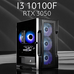 Системный блок Intel Core i3-10100F (NVIDIA GeForce RTX 3050 8 Гб, RAM 16 ГБ DDR4, 1000 ГБ SSD), черный