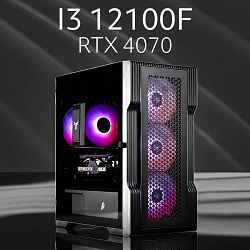 Системный блок Intel Core i3-12100F (NVIDIA GeForce RTX 4070 12 Гб, RAM 32 ГБ DDR4, 1000 ГБ SSD), черный
