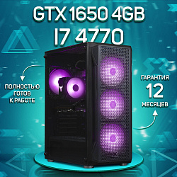 Системный блок Intel Core i7-4770 (NVIDIA GeForce GTX 1650 4 Гб, RAM 16 ГБ DDR3, 1000 ГБ SSD), черный