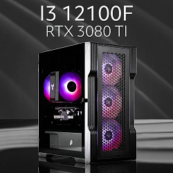 Системный блок Intel Core i3-12100F (NVIDIA GeForce RTX 3080 Ti 12 Гб, RAM 32 ГБ DDR4, 2000 ГБ SSD), черный