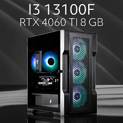 Системный блок Intel Core i3-13100F (NVIDIA GeForce RTX 4060 Ti 8 Гб, RAM 16 ГБ DDR4, 1000 ГБ SSD), черный