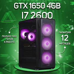 Системный блок Intel Core i7-2600 (NVIDIA GeForce GTX 1650 4 Гб, RAM 16 ГБ DDR3, 1000 ГБ SSD), черный