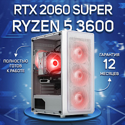 Системный блок AMD Ryzen 5 3600 (NVIDIA GeForce RTX 2060 SUPER 8 Гб, RAM 16 ГБ DDR4, 2000 ГБ SSD), белый