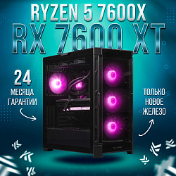 Системный блок AMD Ryzen 5 7600X (AMD Radeon RX 7600 XT 16 Гб, RAM 32 ГБ DDR5, 2000 ГБ SSD), черный