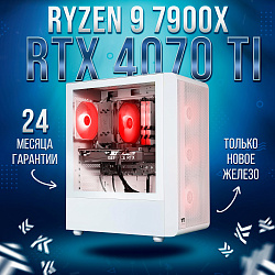 Системный блок AMD Ryzen 9 7900X (NVIDIA GeForce RTX 4070 Ti 12 Гб, RAM 32 ГБ DDR5, 1000 ГБ SSD), белый
