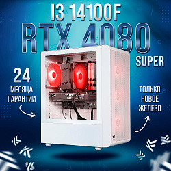 Системный блок Intel Core i3-14100F (NVIDIA GeForce RTX 4080 SUPER 16 Гб, RAM 32 ГБ DDR5, 2000 ГБ SSD), белый