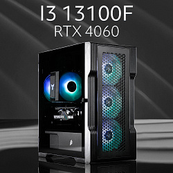 Системный блок Intel Core i3-13100F (NVIDIA GeForce RTX 4060 8 Гб, RAM 16 ГБ DDR4, 1000 ГБ SSD), черный