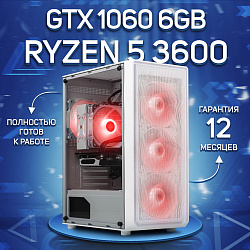 Системный блок AMD Ryzen 5 3600 (NVIDIA GeForce GTX 1060 6 Гб, RAM 32 ГБ DDR4, 2000 ГБ SSD), белый