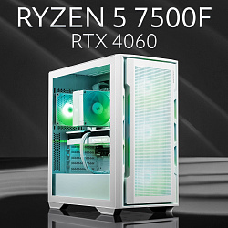 Системный блок AMD Ryzen 5 7500F (NVIDIA GeForce RTX 4060 8 Гб, RAM 32 ГБ DDR5, 1000 ГБ SSD), белый