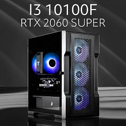 Системный блок Intel Core i3-10100F (NVIDIA GeForce RTX 2060 SUPER 8 Гб, RAM 16 ГБ DDR4, 512 ГБ SSD), черный