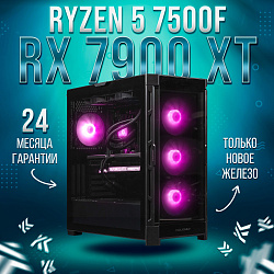 Системный блок AMD Ryzen 5 7500F (AMD Radeon RX 7900 XT 20 Гб, RAM 32 ГБ DDR5, 1000 ГБ SSD), черный