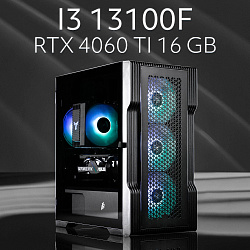 Системный блок Intel Core i3-13100F (NVIDIA GeForce RTX 4060 Ti 16 Гб, RAM 32 ГБ DDR4, 2000 ГБ SSD), черный