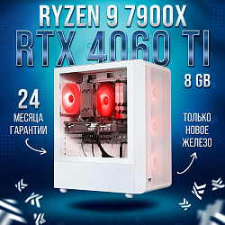 Системный блок AMD Ryzen 9 7900X (NVIDIA GeForce RTX 4060 Ti 8 Гб, RAM 64 ГБ DDR5, 2000 ГБ SSD), белый