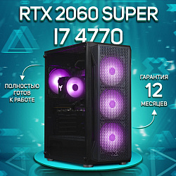 Системный блок Intel Core i7-4770 (NVIDIA GeForce RTX 2060 SUPER 8 Гб, RAM 16 ГБ DDR3, 512 ГБ SSD), черный