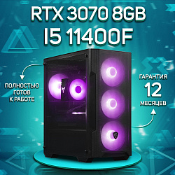 Системный блок Intel Core i5-11400F (NVIDIA GeForce RTX 3070 8 Гб, RAM 16 ГБ DDR4, 2000 ГБ SSD), черный
