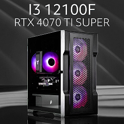 Системный блок Intel Core i3-12100F (NVIDIA GeForce RTX 4070 Ti SUPER 16 Гб, RAM 32 ГБ DDR4, 1000 ГБ SSD), черный