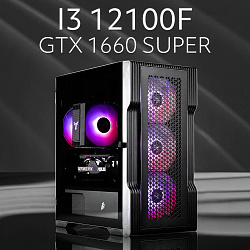 Системный блок Intel Core i3-12100F (NVIDIA GeForce GTX 1660 SUPER 6 Гб, RAM 16 ГБ DDR4, 2000 ГБ SSD), черный